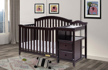 Kali 4-in-1 Convertible Crib, Espresso, With Changer (2 Drawers)