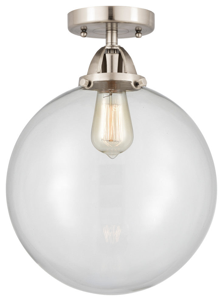 Beacon Semi-Flush Mount, Brushed Satin Nickel, Clear, Clear