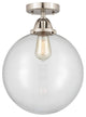 Beacon Semi-Flush Mount, Brushed Satin Nickel, Clear, Clear