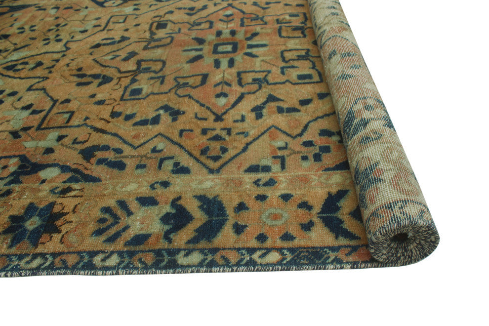 Vintage Distressed Aldys Rust/Navy Runner, 5'1x9'11