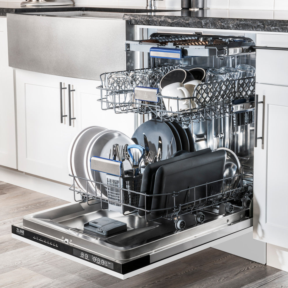 ZLINE 24" Tall Tub Dishwasher, White Matte With Stainless Steel Tub DWV-WM-24
