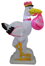 6' Baby Shower Pink Stork Yard Inflatable