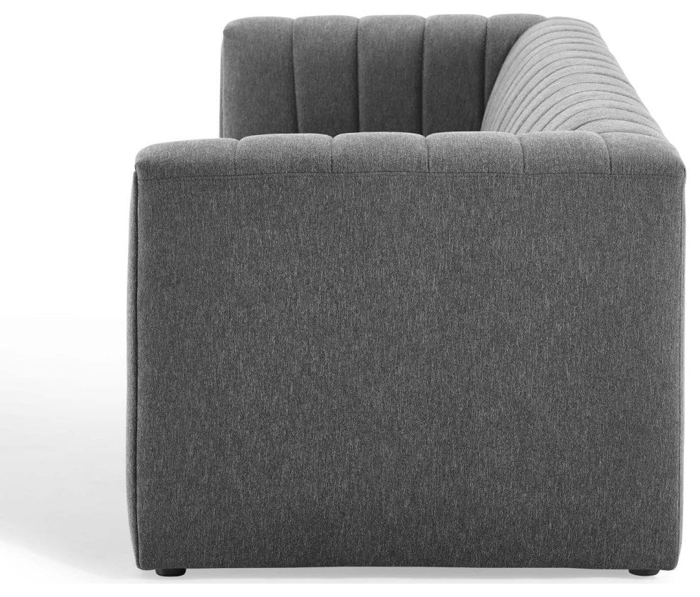 Tufted Sofa, Fabric, Dark Gray, Modern, Living Lounge Hotel Hospitality