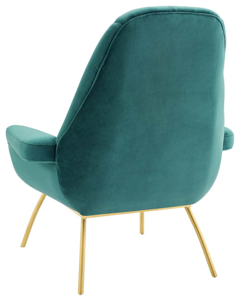 Armchair Accent Chair, Set of 2, Velvet, Metal, Teal Blue, Modern, Lounge