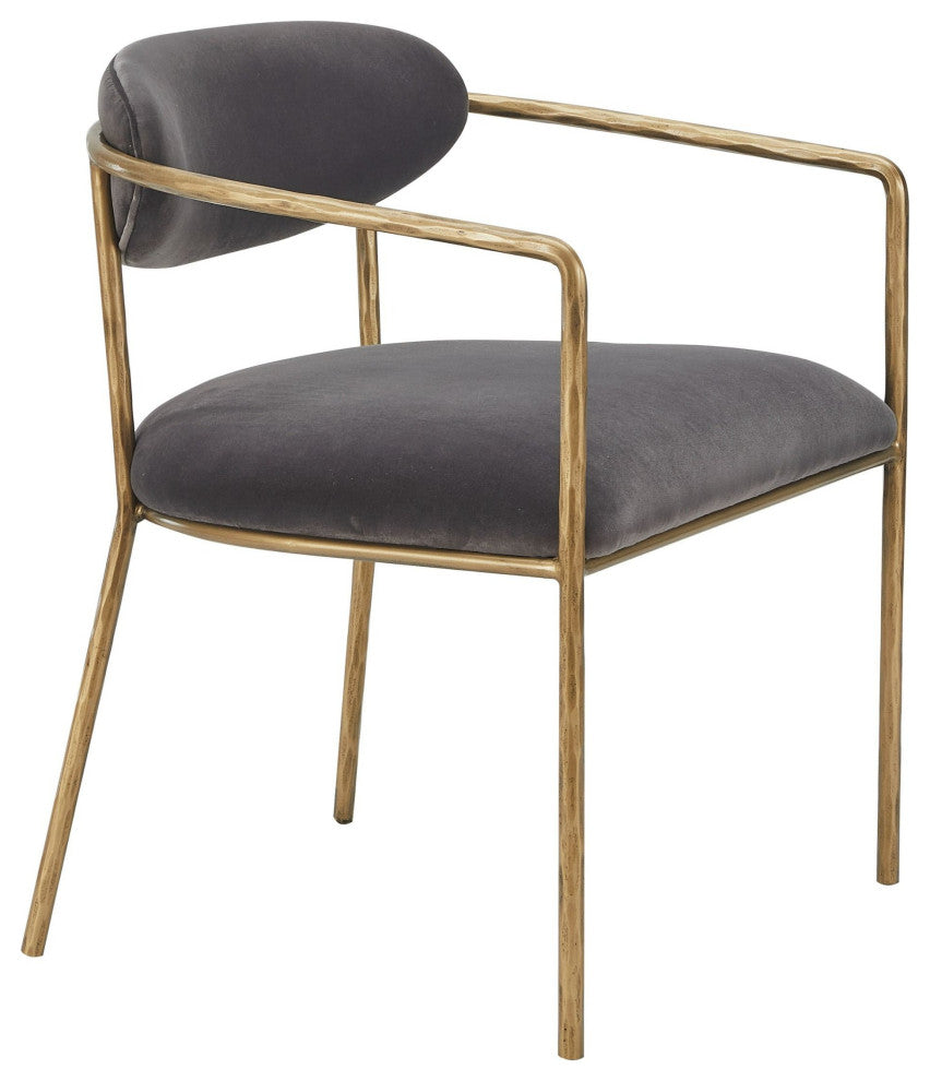 Modrest Baird Modern Grey Velvet, Brass Dining Chair
