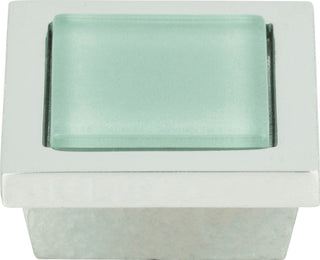 Atlas Homewares 230 Spa 1-3/8 Inch Square Cabinet Knob - Green / Brushed Nickel