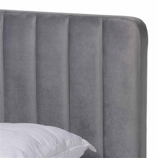 Baxton Studio Grey Fabric Upholstered and Gold Finished King Size Platform Bed