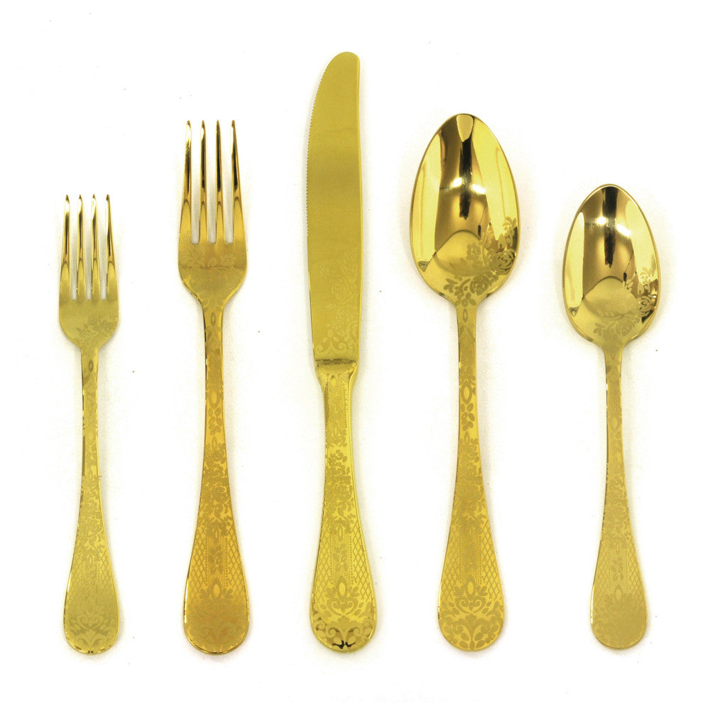 Casablanca Flatware Set, Gold, 20-Piece Set