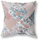 28" Pink Blue Boho Floral Indoor Outdoor Throw Pillow