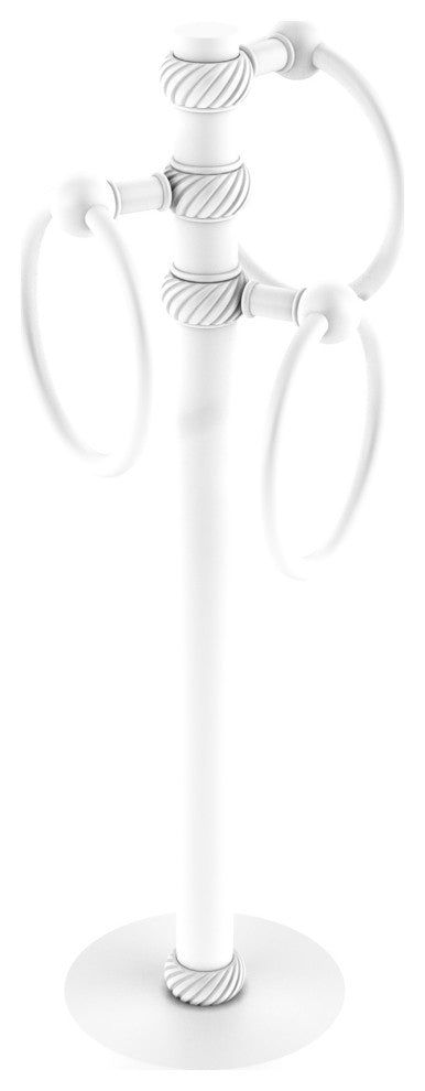 Vanity Top 3 Towel Ring with Twisted Accents, Matte White