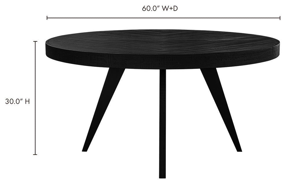Parq 60in Round Dining Table Black