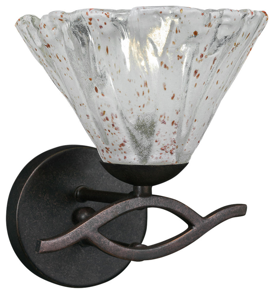 Revo Wall Sconce In Dark Granite, 7" Italian Ice Glass