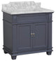 Elizabeth 36" Bathroom Vanity, Marine Gray, Carrara Marble
