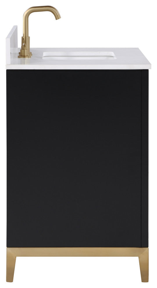 Gracie Bathroom Vanity, Midnight Black With White Quartz, 36"