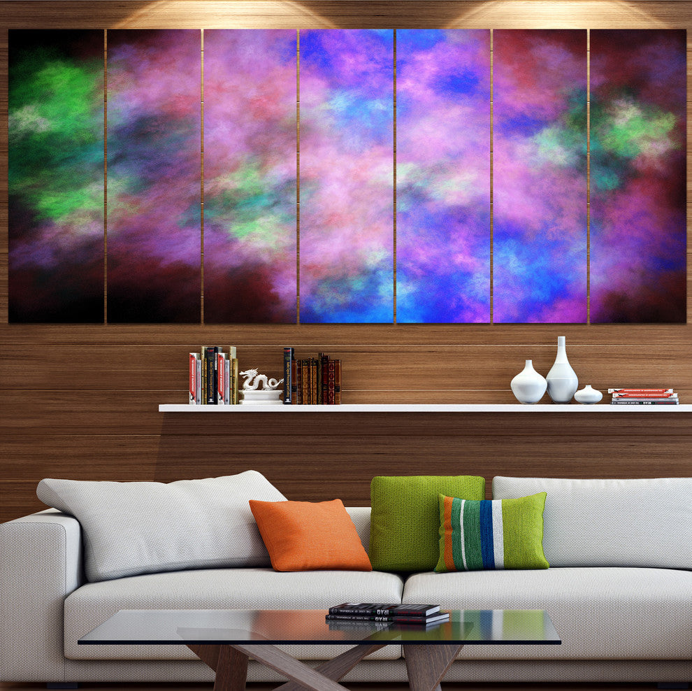 Multi Color Bright Sky with Stars, Abstract Canvas Art Print, 83"x32", 7 Panels
