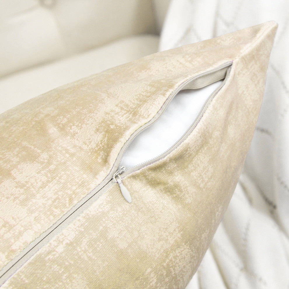 Serenta Textured Velvet Pillow Shell, Set of 4, Almond Buff