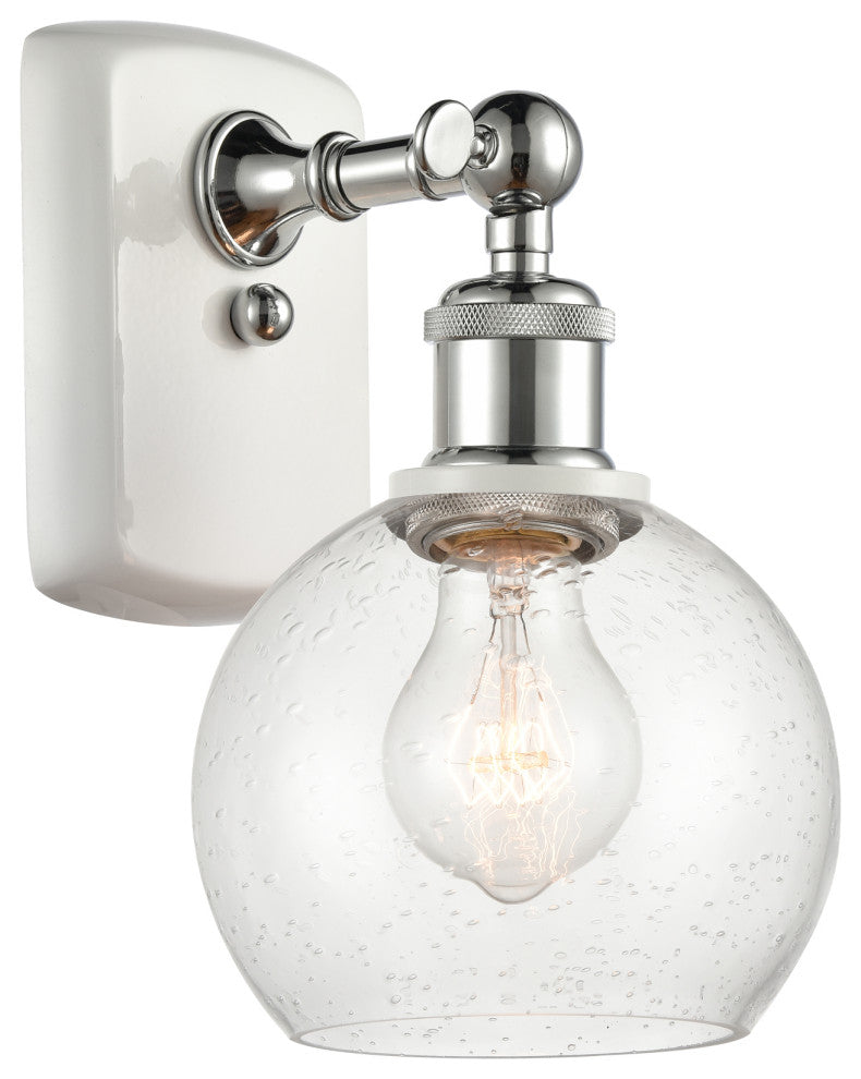 Innovations 516-1W-WPC-G124-6 1-Light Sconce, White, Polished Chrome