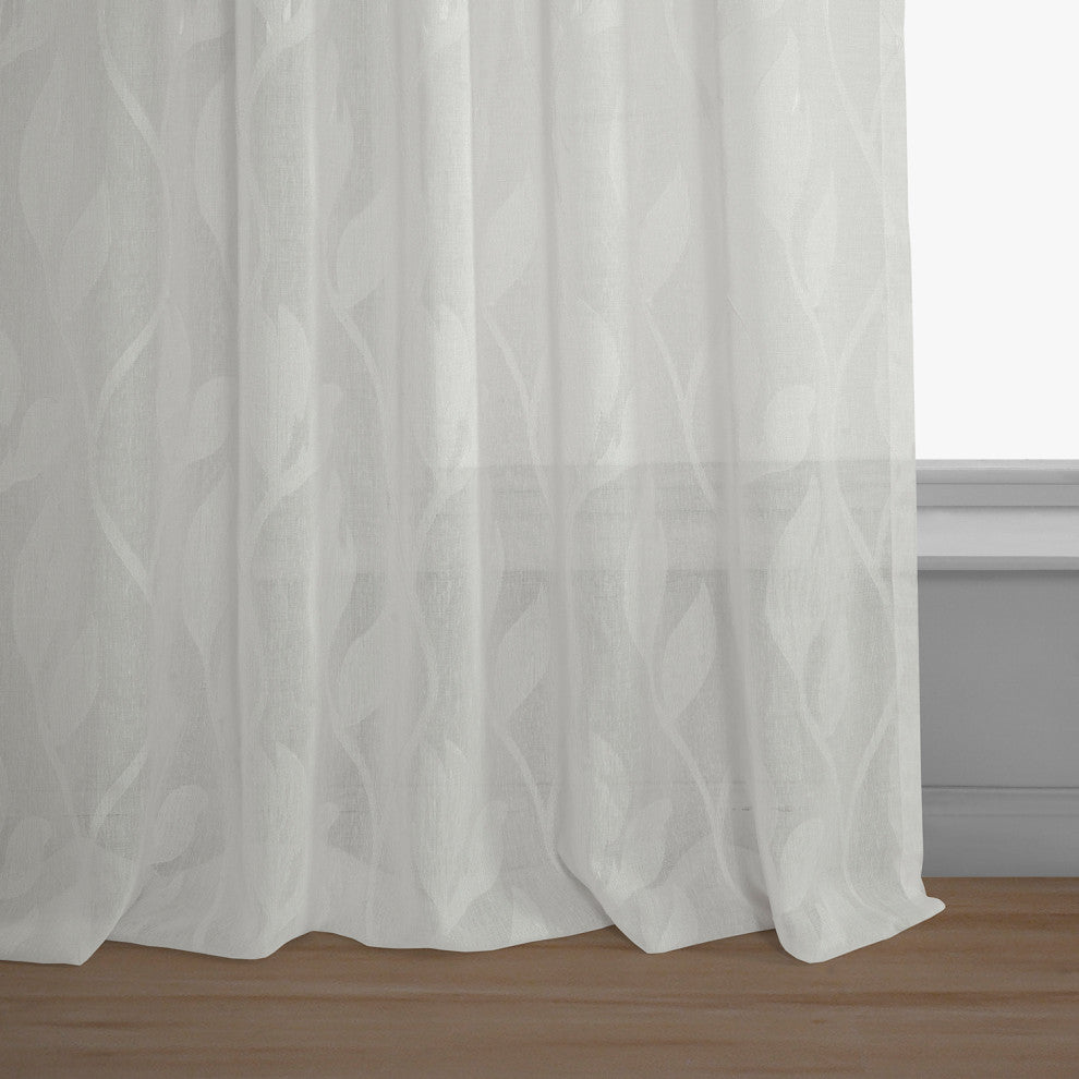 Avignon Vine Patterned Linen Sheer Curtain, 50"x108"