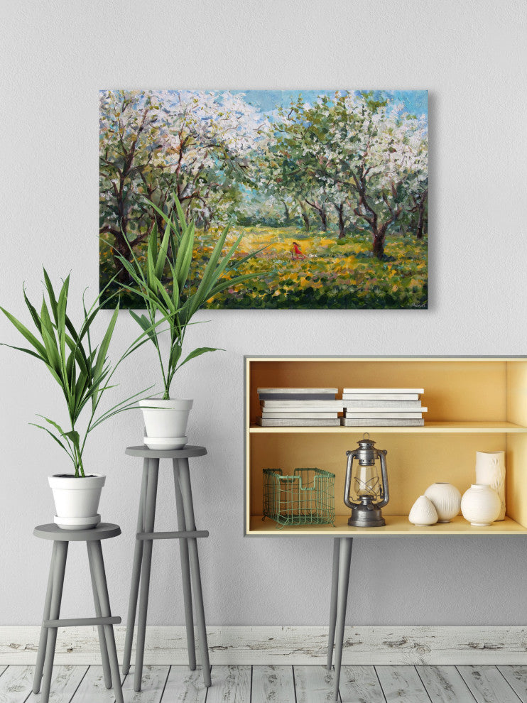 "Wildflower and Trees" Painting Print on Wrapped Canvas, 18x12