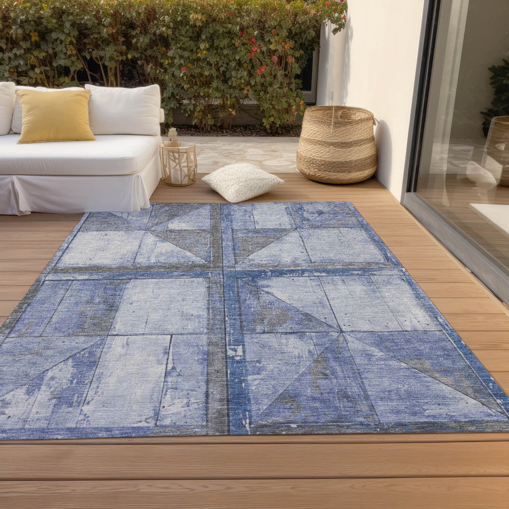 Machine Washable Indoor/Outdoor Chantille ACN1875 Denim 5' x 7'6" Rug