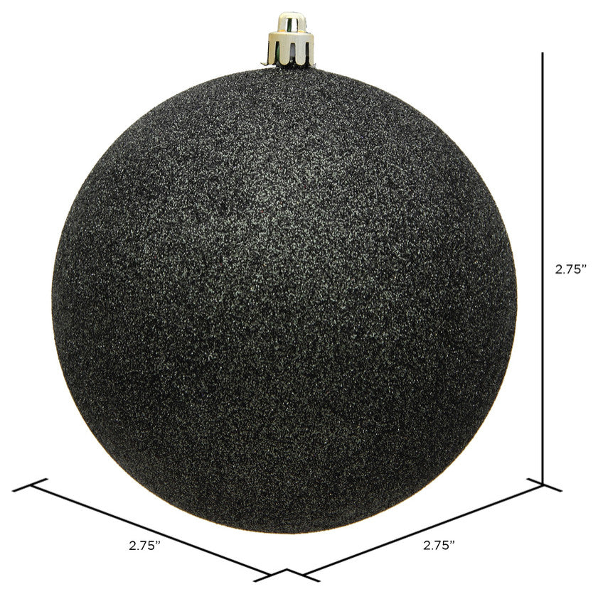 Vickerman N590784Dg 2.75" Gunmetal Glitter Ball Ornament, 12 Per Bag