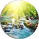 Water Cascade Under Shiny Sun, Modern Beach Disc Metal Artwork, 23"