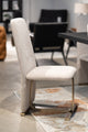 Modrest Tasha Modern Beige Linen + Brushed Brass Dining Chair, Set of 2
