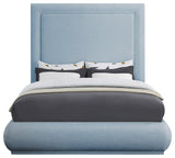 Brooke Linen Textured Fabric Upholstered Bed, Sky Blue, Queen