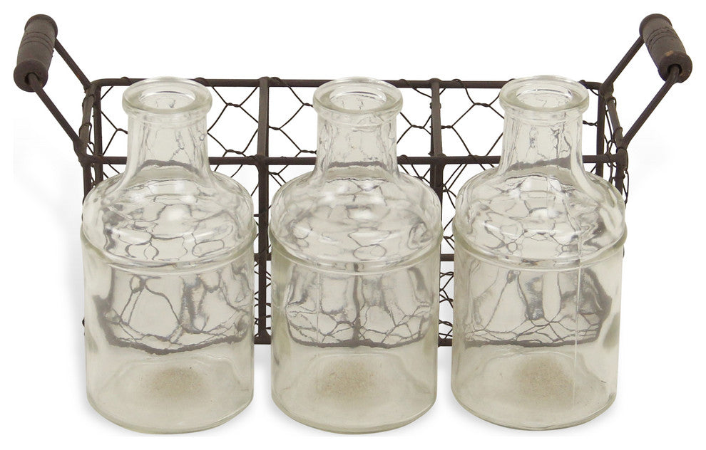 3-Glass Jar Wire Basket