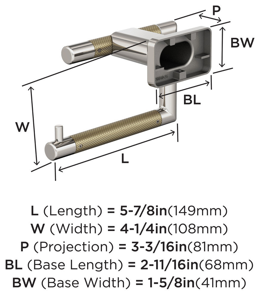 Amerock Esquire Contemporary Single Post Toilet Paper Holder, Polished Nickel/Go