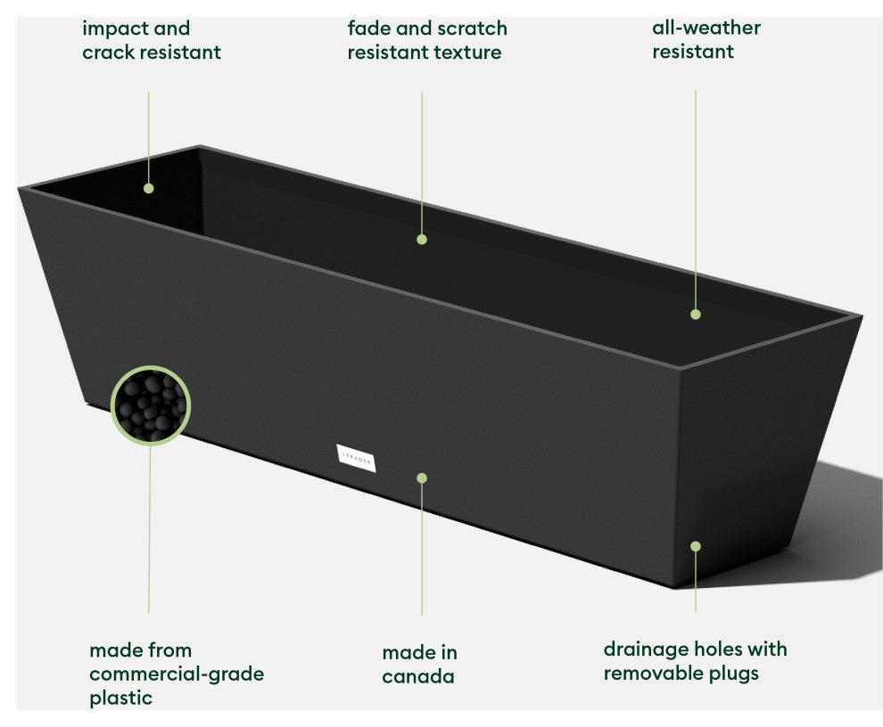Veradek Pure Series Window Box, Black, 36 Inch, 1 Pack