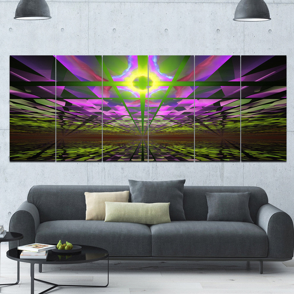 Fractal Cosmic Apocalypse, Abstract Art on Canvas, 70"x28", 6 Panels