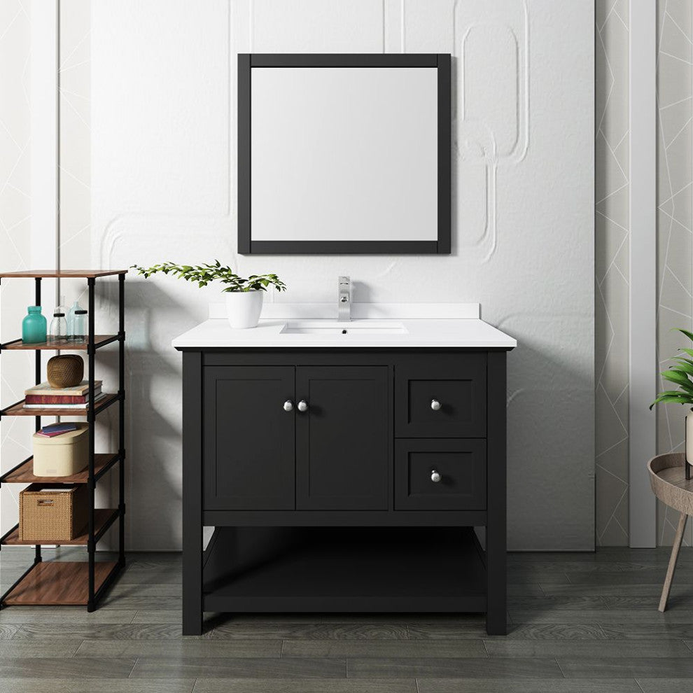 Manchester Traditional 40" Black Bathroom Vanity Set, Faucet-Fft1030ch