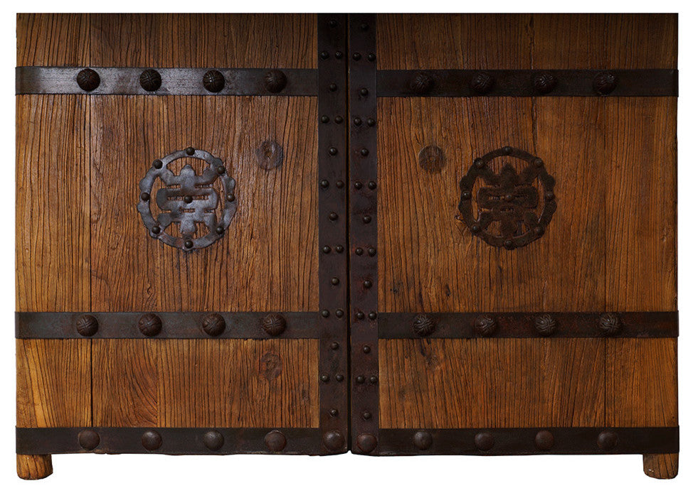 Consigned Antique Chinese Massive Court Yard Door Panels, 2-Piece Set