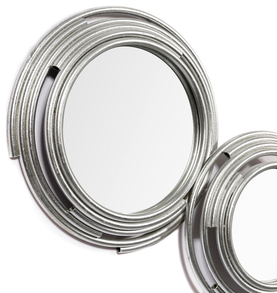 "Descending Reflection" Circle Array Mirrors in Metal Foiled Frame