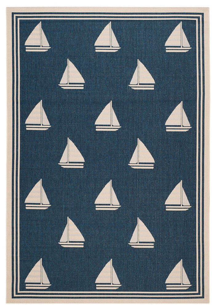 Courtyard Cy7422-258A22, Navy/Beige, 8'0" X 11'0"