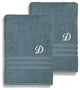 Denzi Bath Sheets With Monogrammed Letter, Set of 2, D