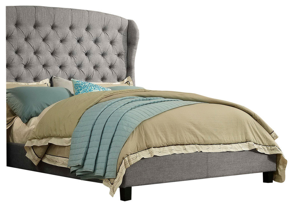Felisa Upholstered Panel Bed, Gray, King