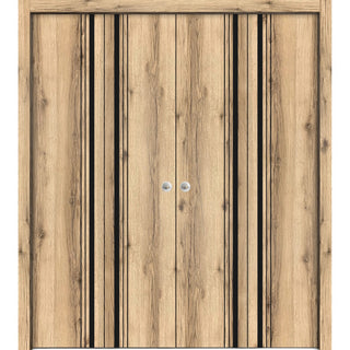Double Bi-fold Doors | Planum 0011 Oak with  | Sturdy Tracks