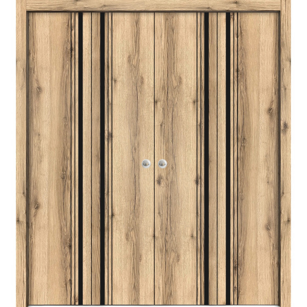 Double Bi-fold Doors | Planum 0011 Oak with  | Sturdy Tracks