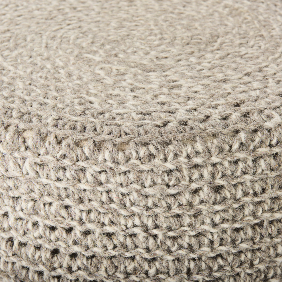 Bina Light Gray 4-Legged Wool Stool
