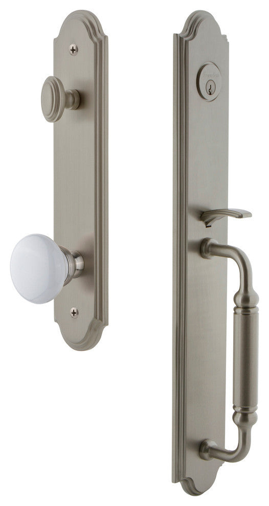 Arc 1-Piece Dummy Handleset, C Grip and Hyde Park Knob, Satin Nickel, 848655