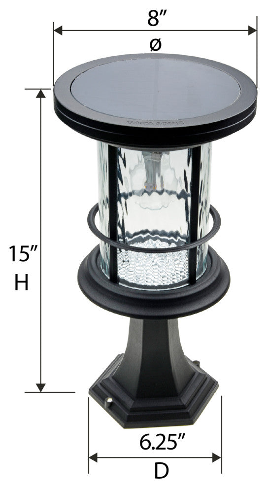 Silo Solar Light w/GS Solar Light Bulb - Wall/Pier/3" Fitter Mounts - Black