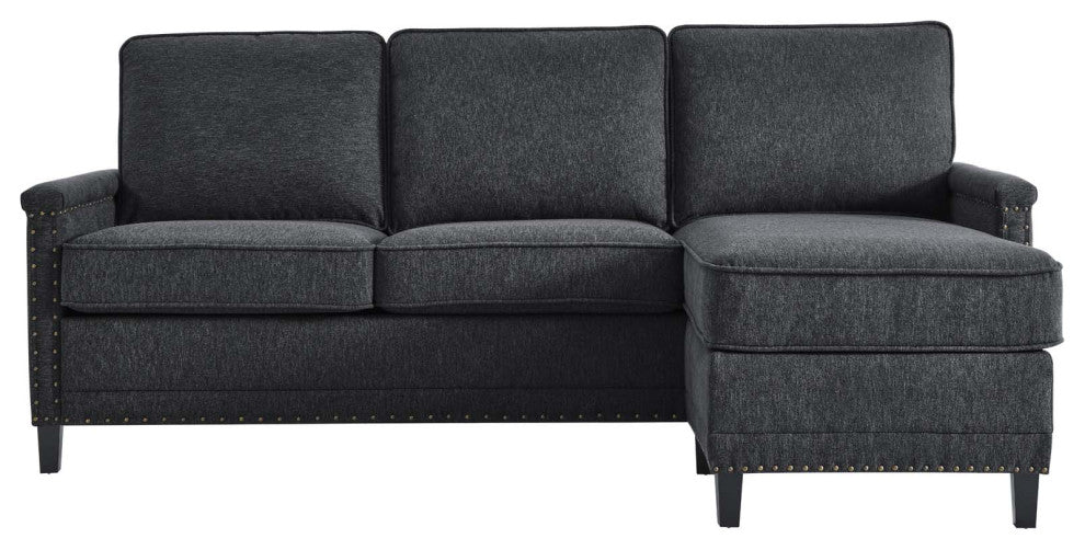 Sofa, Fabric, Dark Gray, Modern, Living Lounge Room Hotel Lobby Hospitality