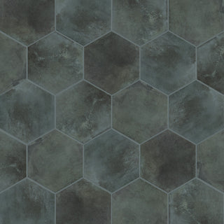 Industrial Hex Multi Mix Porcelain Floor and Wall Tile, Green