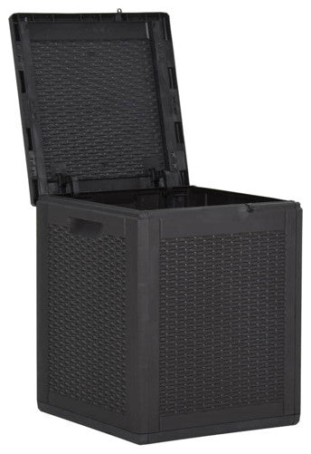 vidaXL Tool Box Outdoor Storage Box for Patio Furniture 23.8 gal Black PP Rattan