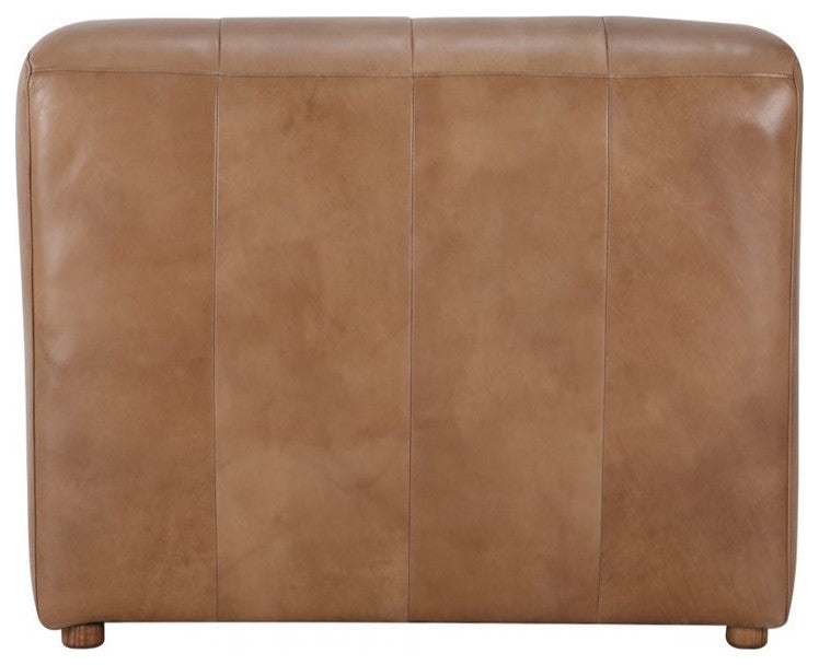 36 Inch Leather Chaise Tan Brown Contemporary
