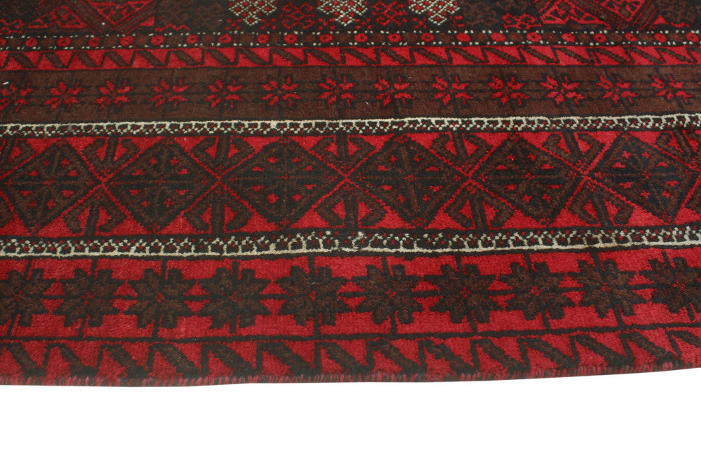 Vintage Distressed Florid Red/Charcoal Rug, 3'10x7'3