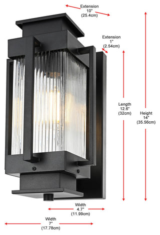 Home Living 7" Outdoor Wall Sconce, Black