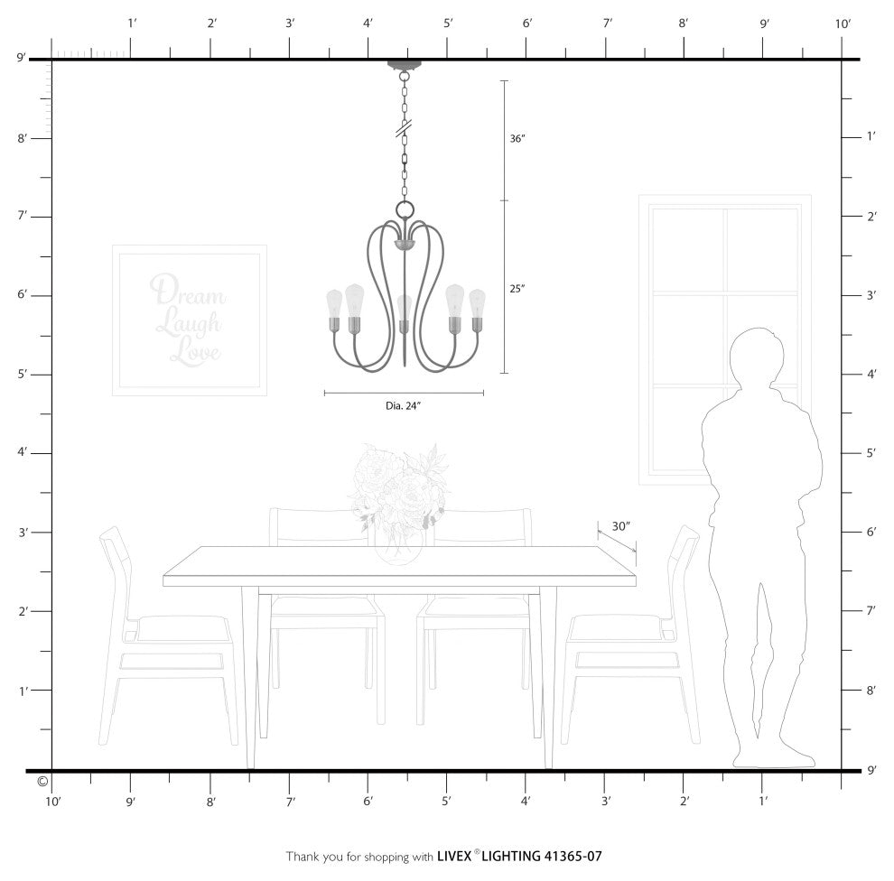 Livex Lighting Lucerne 5 Light Bronze With Antique Brass Accent Chandelier